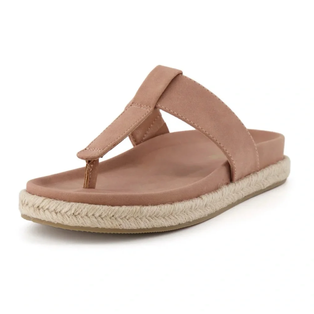 JOIE Nacho Sandal Thong Slide Espadrille Light Tan Vegan Casual Sandals Size 7.5